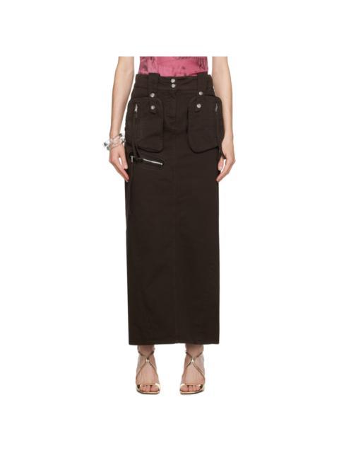 Blumarine Brown Pockets Maxi Skirt