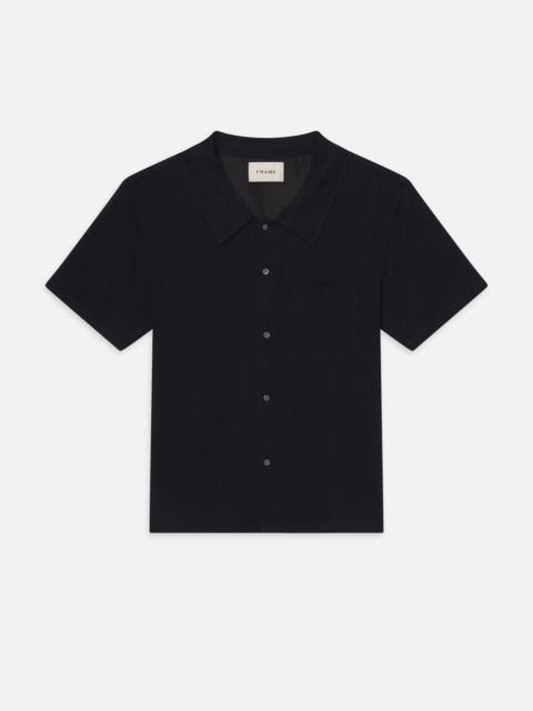 FRAME Terry Short Sleeve Shirt in Dark Navy