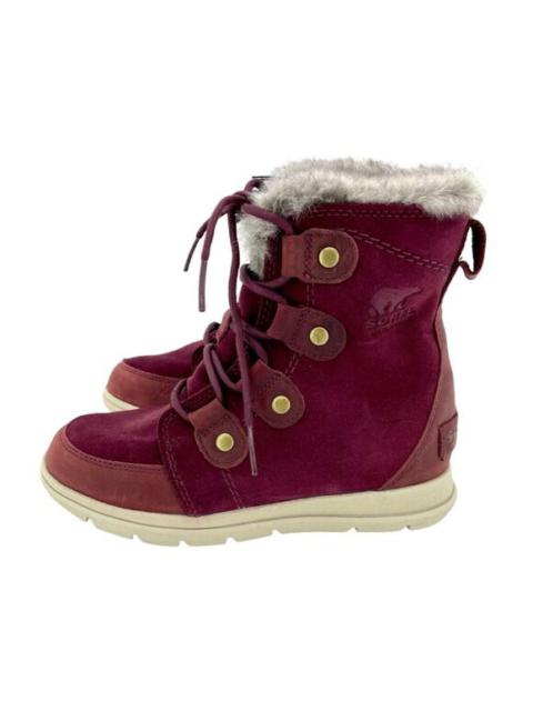 Sorel Explorer Joan Winter Boots Faux Fur Dark Red Suede Leather SZ 6 New