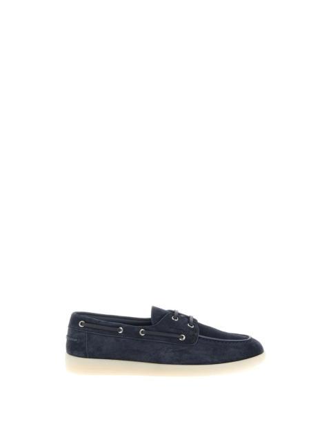 Prada PRADA Blue Suede Boat Shoes New & Authentic (Men's size:11;)