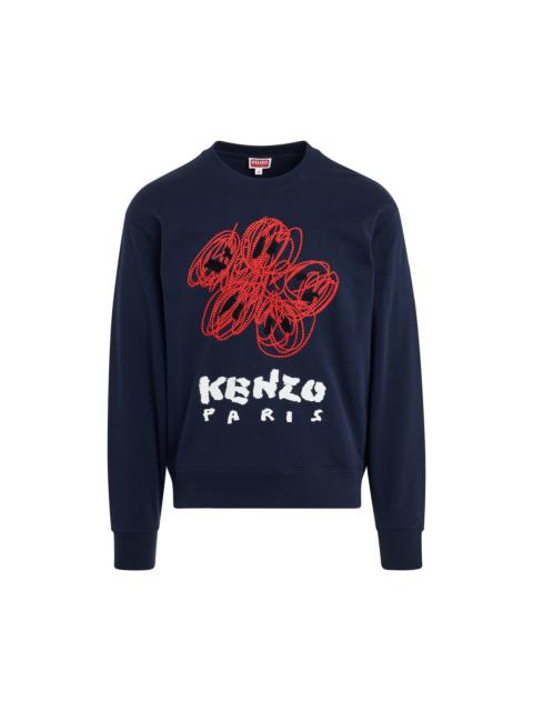 KENZO Drawn Varsity Classic Sweatshirt in Midnight Blue