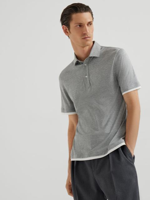Brunello Cucinelli Silk and cotton lightweight jersey polo with shirt-style collar and faux-layering