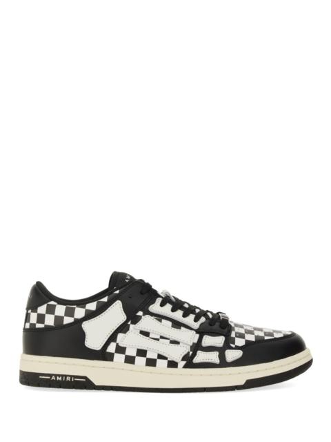 AMIRI SKEL LEATHER SNEAKER WITH CHECK PATTERN