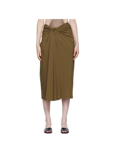ROSETTA GETTY SSENSE Exclusive Brown Knotted Midi Skirt