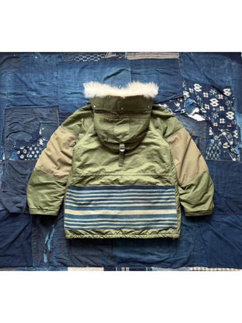 visvim visvim 17aw ict valdez down coat kofu mud-dyed antique fabric wolf fur coat