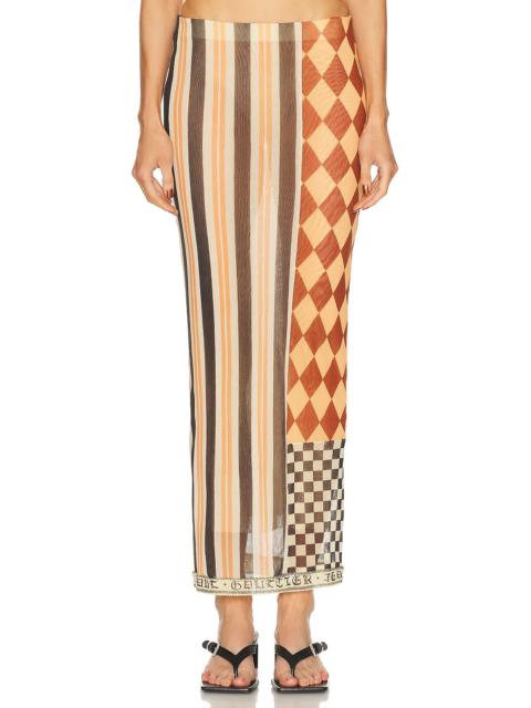 Jean Paul Gaultier Mesh Patchwork Long Skirt