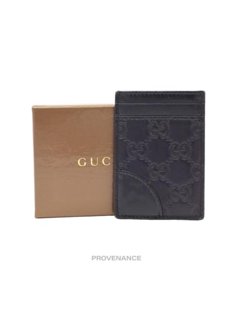 GUCCI Gucci Card Holder Wallet - Black Guccissima Leather