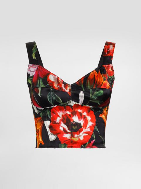 Dolce & Gabbana Flower-print satin corset