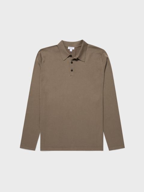 Sunspel Long Sleeve Sea Island Cotton Polo Shirt