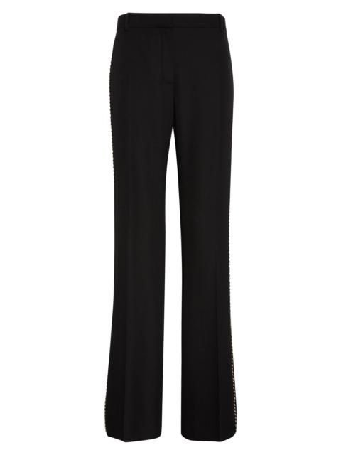 VERSACE Versace Studded Wool Grain de Poudre Bootcut Pants in Black at Nordstrom