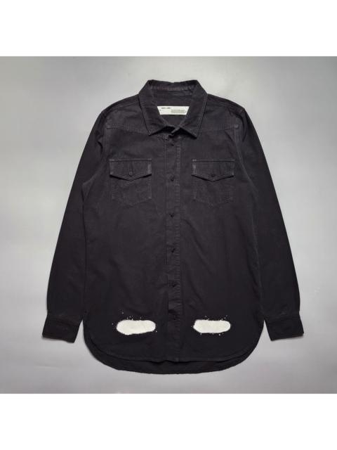 Off-White Off-White - SS17 Diagonals Spray Oversized Denim Shirt