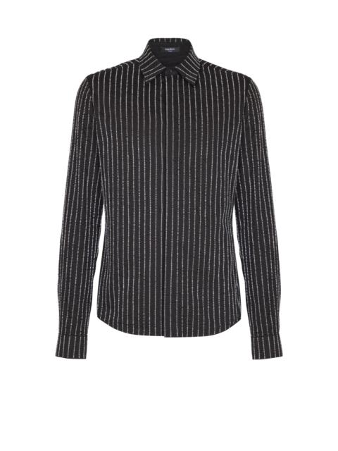 Balmain Cotton shirt with crystal stripes