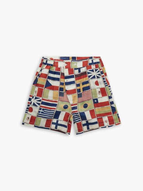 BODE International straight-leg printed linen shorts