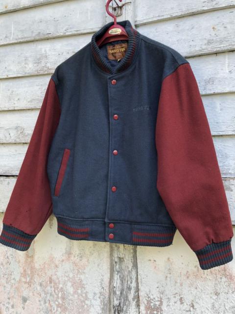 Other Designers Vintage 90s Hang Ten Distressed Old Wool Varsity Jacket