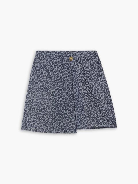 Other Designers Denim-jacquard mini wrap skirt