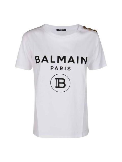 Balmain Balmain Flock Logo Button Embellished T Shirt