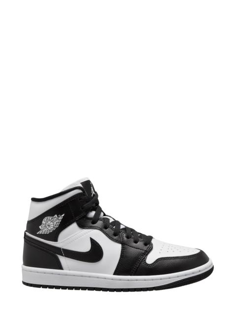 Air Jordan 1 Mid Basketball Sneaker in White/Black/White at Nordstrom