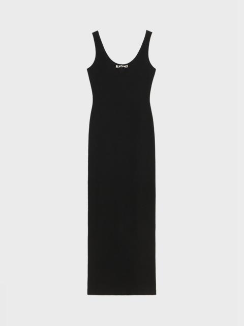 Blumarine RIBBED LONG DRESS WITH CUT-OUT AND PIN DECORATION