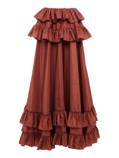 Chloé Ruffled Silk Taffeta Maxi Skirt pink