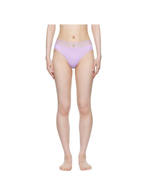 VERSACE Purple Greca Border Bikini Bottom