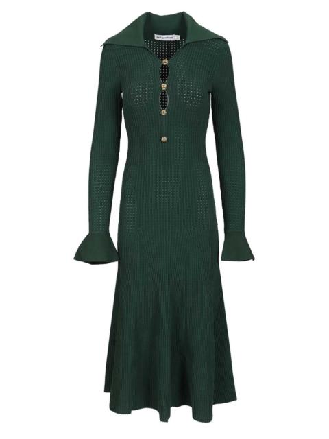 self-portrait Green Keyhole Knit Midi Dress Dresses Green