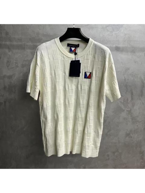 Louis Vuitton Louis Vuitton 2024 White Jacquard Crewneck T-Shirt with Letter Pattern