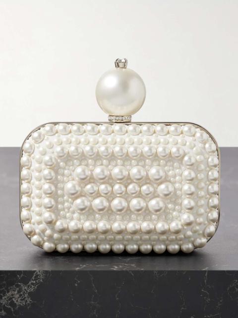 Cloud micro embellished satin clutch