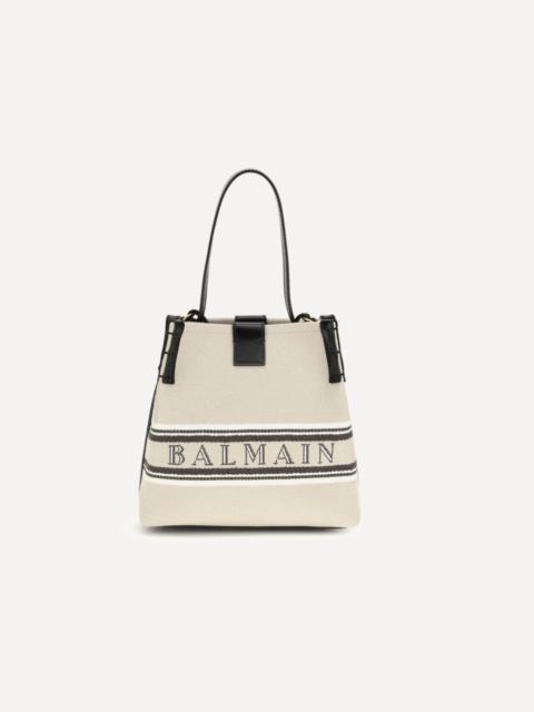 Balmain Release Bucket Bag in canvas and leather