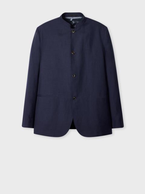 Paul Smith Navy Wool and Linen-Blend Collarless Jacket