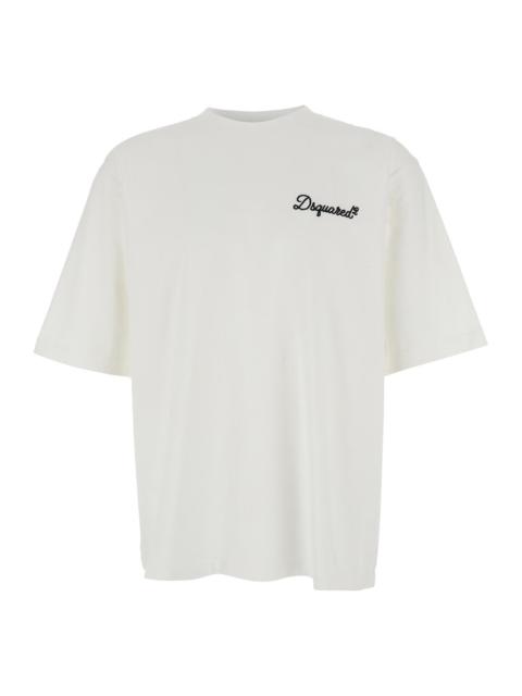 DSQUARED2 Dsquared2 Men White T-Shirt With Embroidered Logo On The Chest In Cotton Man