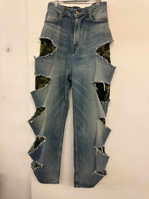 BALENCIAGA Balenciaga FW21 Camo Slashed Denim Jeans