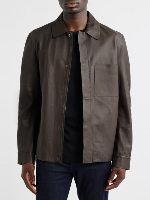 BOSS BOSS Mandalo Leather Jacket in Dark Brown at Nordstrom