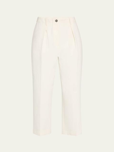 Brunello Cucinelli Creased Square Cotton Wool Chino Pants