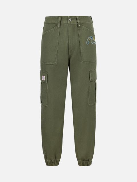EVISU Seagull Appliqué Embroidery Wide-leg Woven Jogger