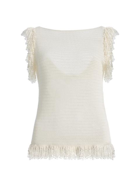 Paris Georgia Fringe Cotton Top white