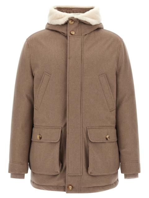 Brunello Cucinelli Flannel Down Jacket Puffer Jackets Beige