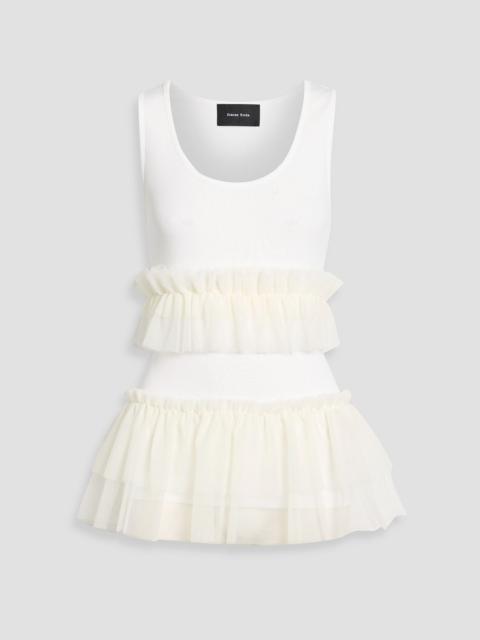 Simone Rocha Tulle-paneled cotton-jersey top