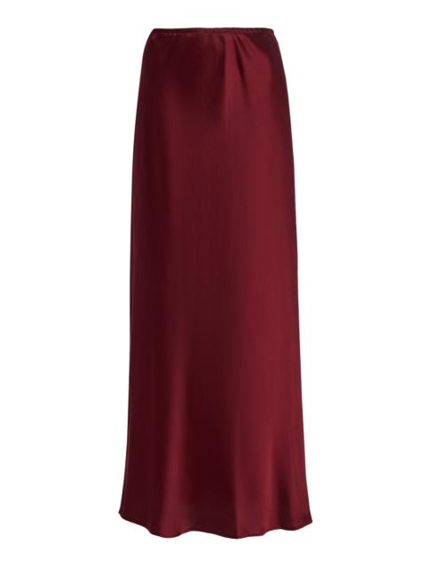 LESET Barb Satin Maxi Skirt burgundy