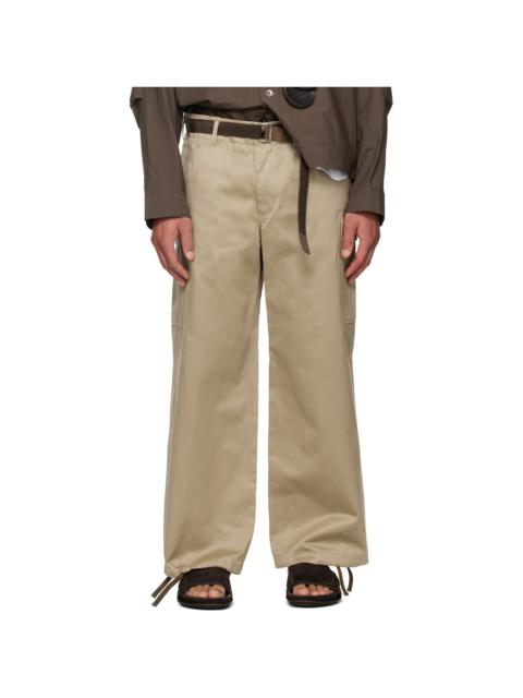 sacai Tan Cotton Chino x Nylon Twill Cargo Pants