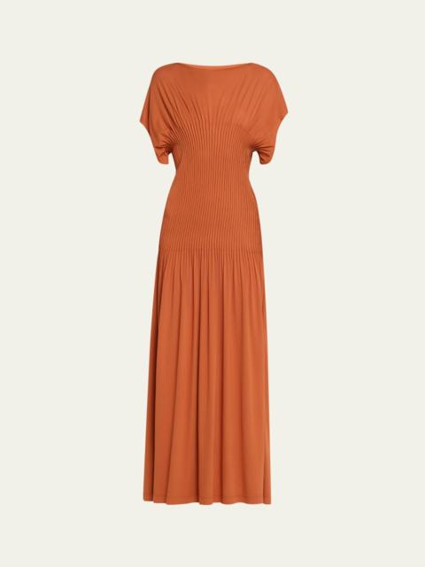 TOTEME Knife-Pleated Jersey Empire Maxi Dress