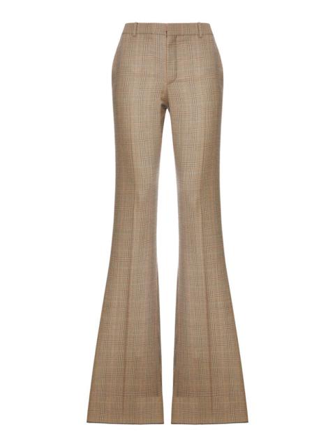 SAINT LAURENT Saint Laurent Women Prince Of Wales Flared Trousers In Prince Of Wales Houndstoned Wool