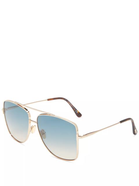TOM FORD Reggie Brow Bar Aviator Sunglasses, 61mm