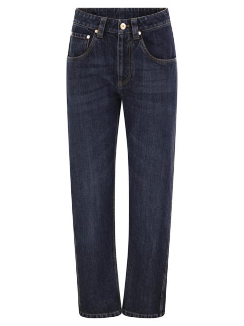 Brunello Cucinelli Brunello Cucinelli Women Straight Trousers In Authentic Denim With Shiny Bartack