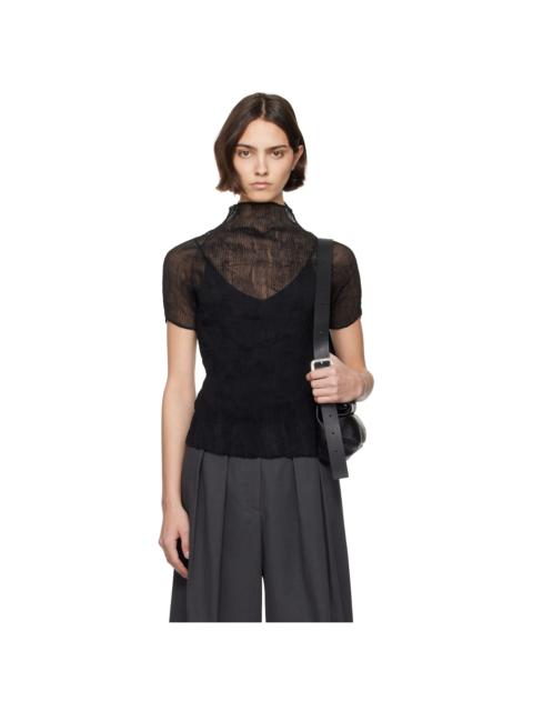 ISSEY MIYAKE Black Chiffon Twist BK/WT-56 Turtleneck