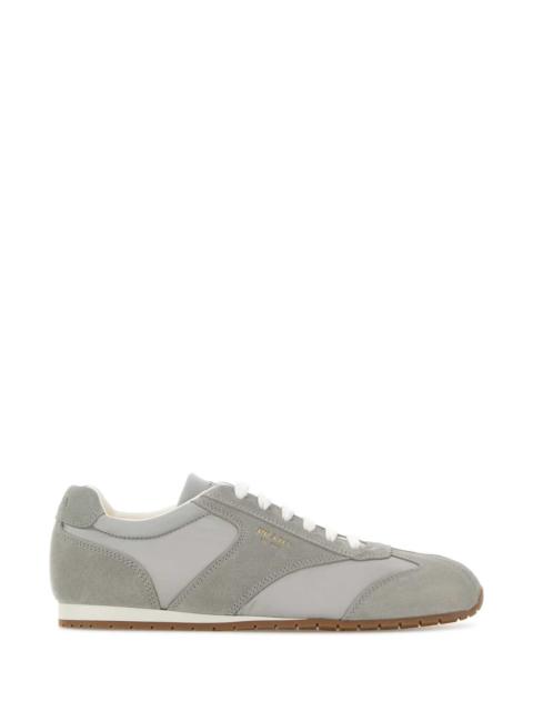 Prada Prada Men Grey Suede And Fabric Sneakers