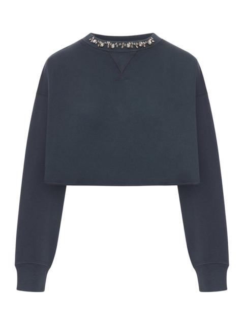 Golden Goose Golden Goose Deluxe Brand Women Crew Neck Sweatshirt In Organic Cotton Fleece With Crystals On The N