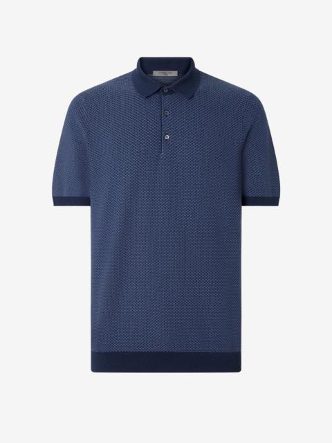CORNELIANI Light blue button-up Egyptian cotton polo shirt