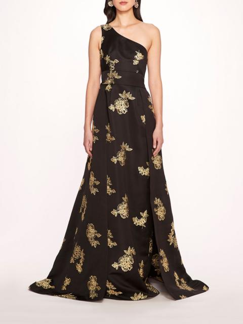 Marchesa ONE SHOULDER MARIGOLD BALL GOWN
