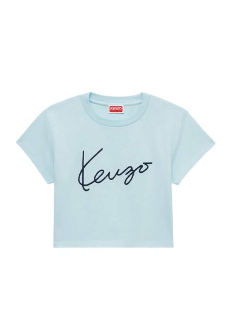 KENZO Kenzo Women `Kenzo Signature` Embroidered Cotton Cropped T-Shirt