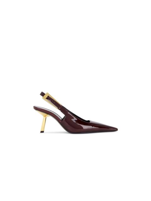 SAINT LAURENT SAINT LAURENT Lee Marron Glace 75mm Slingback Pumps New & Au